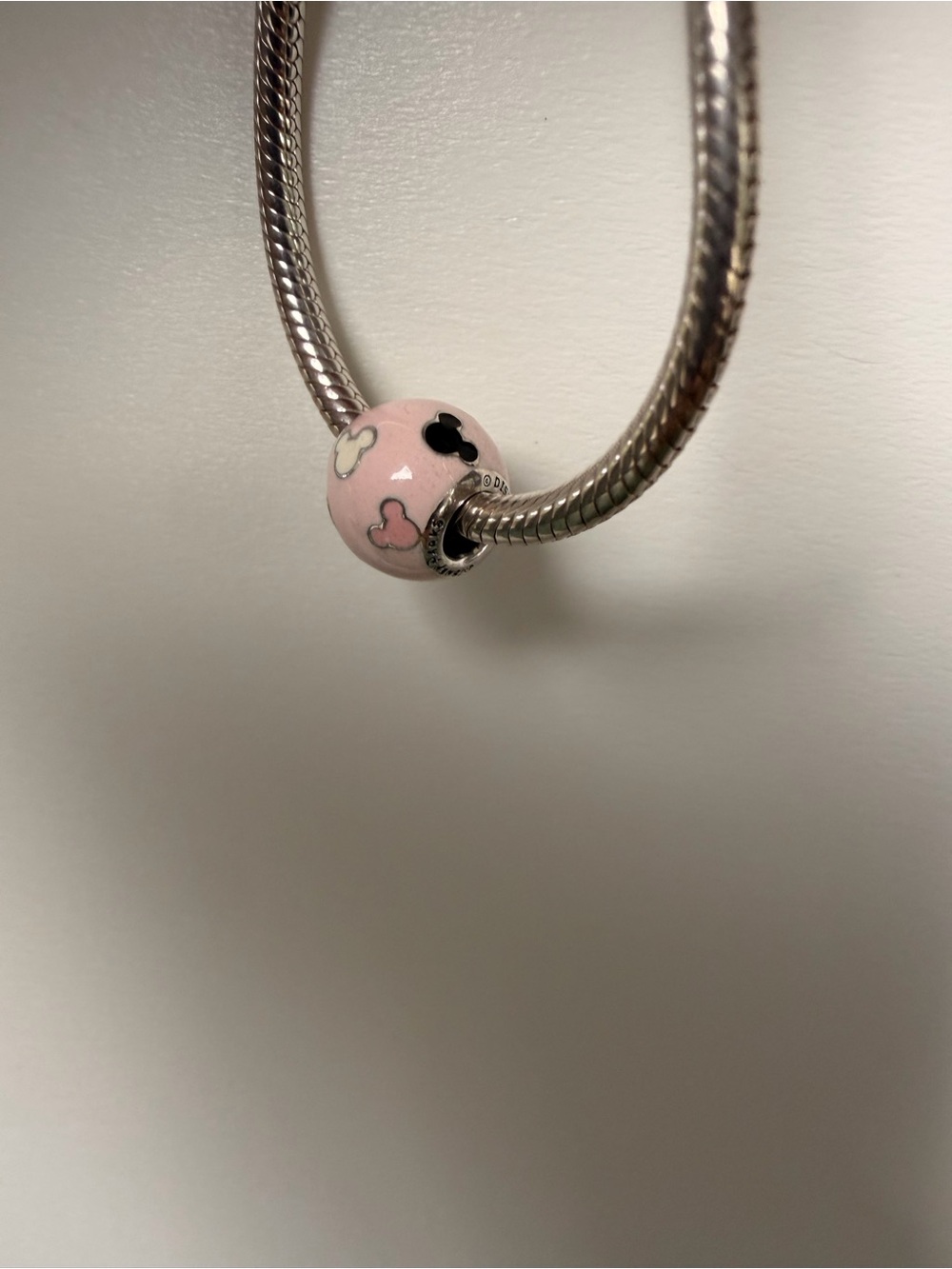 Pandora Pink Enamel Charm with Multi-Color Mickey Motifs
